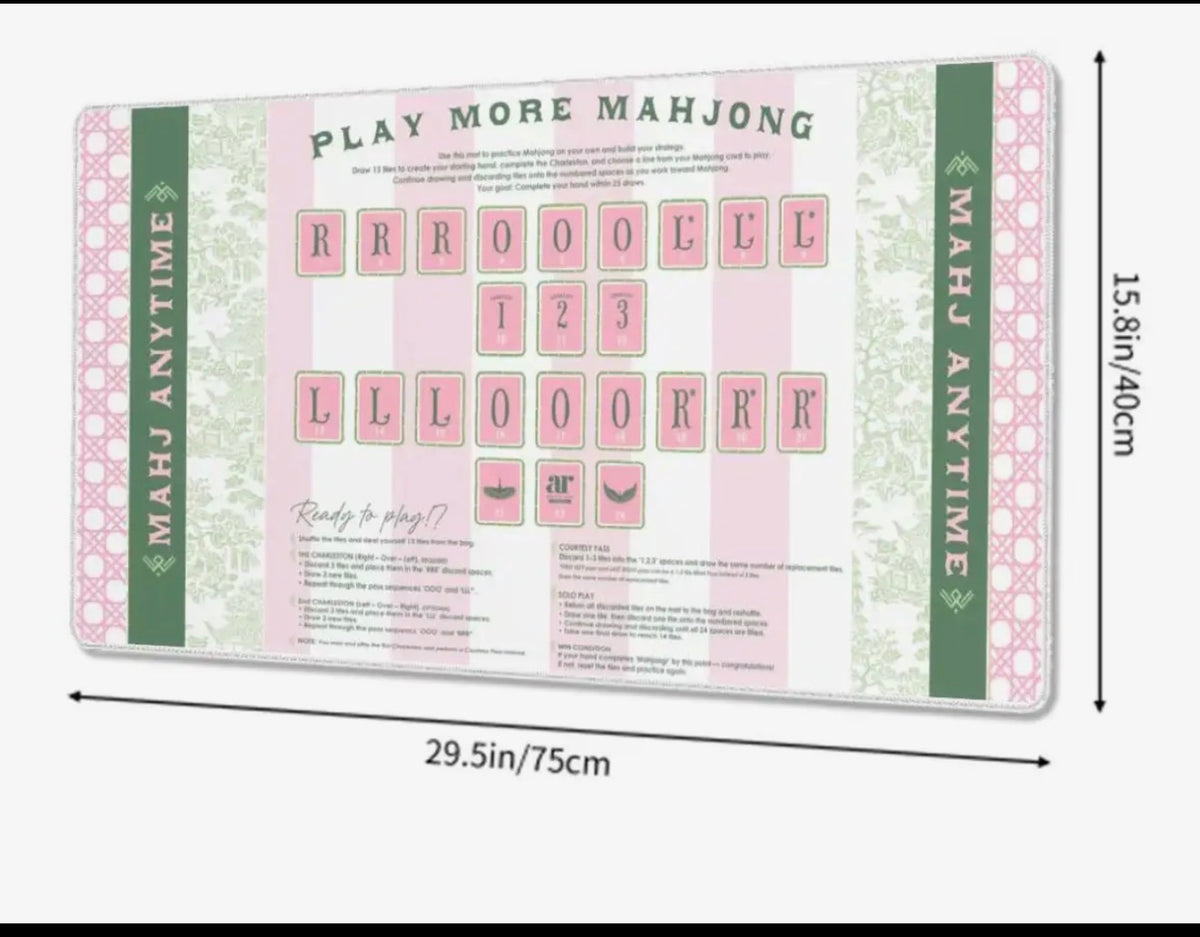 Mahjong practice Mat, strategy, Charleston training Blue Palm 