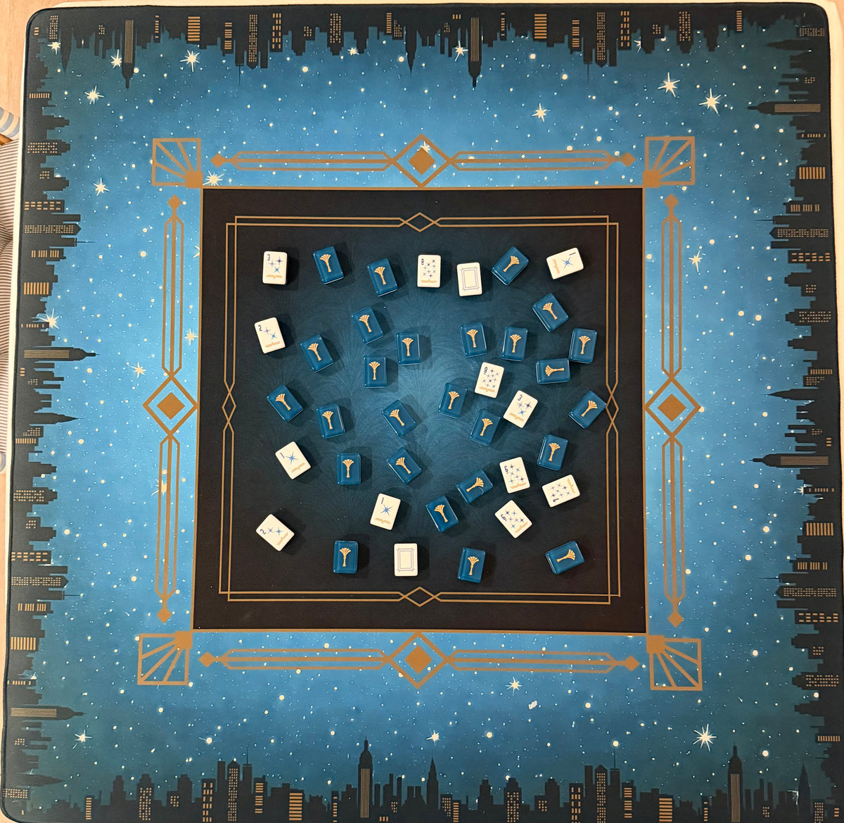 Teal Art Deco Collection Mahjong Mat