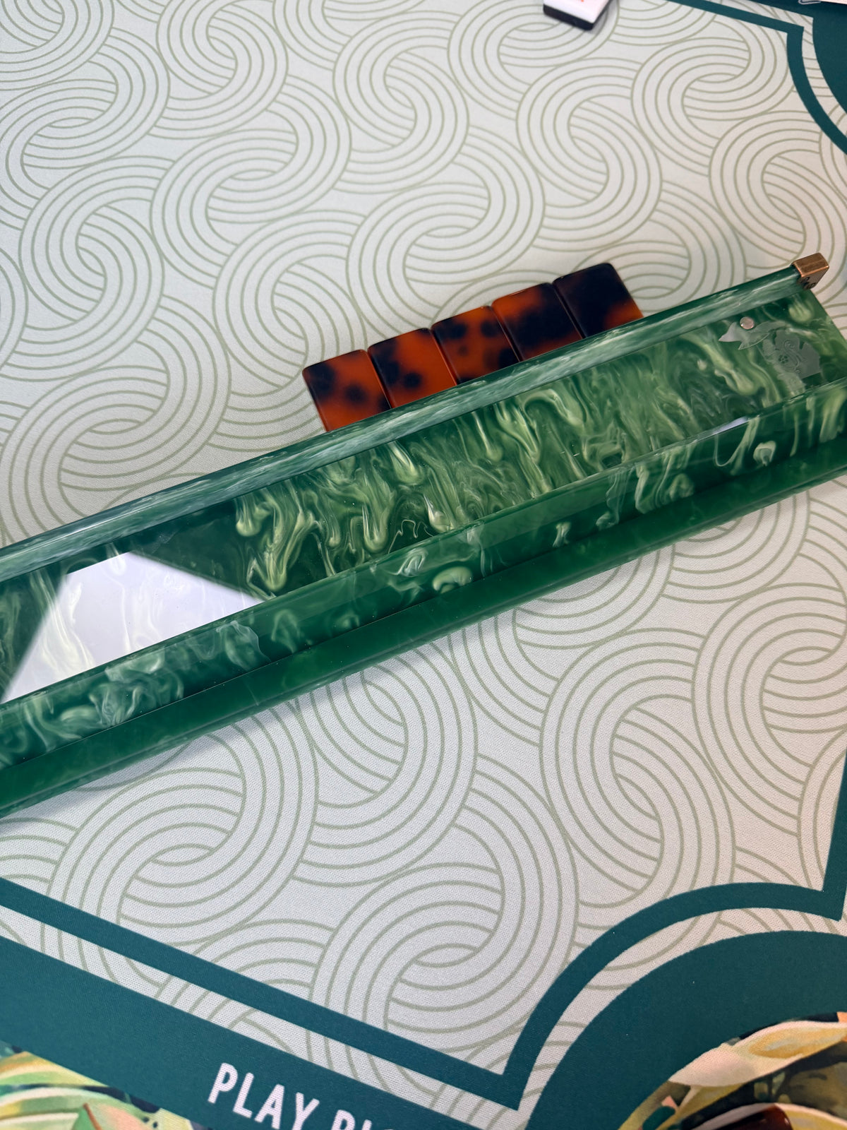 Motown Mahjong Heritage Jade and Brass Acrylic Racks