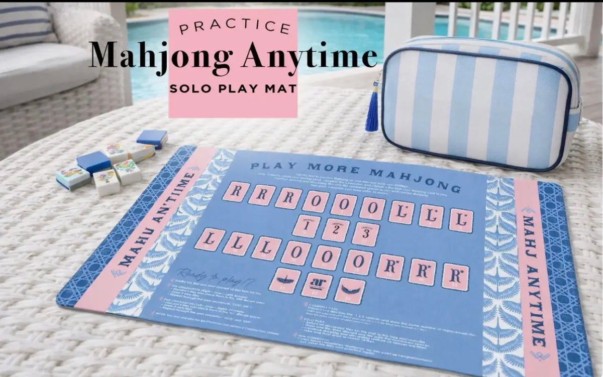Mahjong practice Mat, strategy, Charleston training Blue Palm￼ ￼