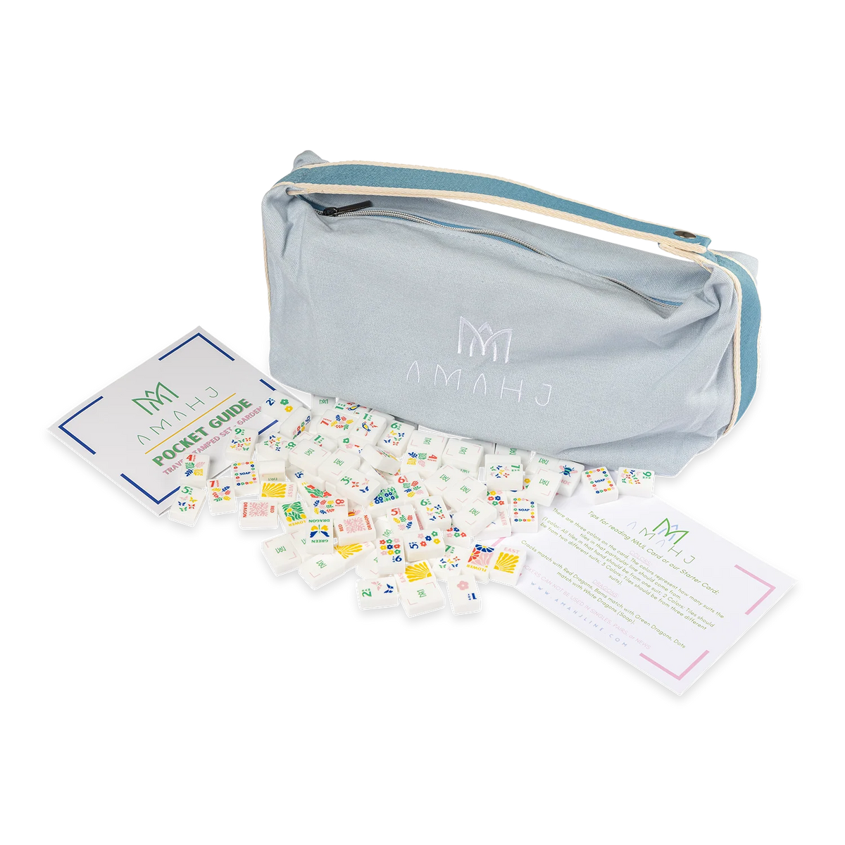Amahj Line
Garden Stamped Travel Mahjong bundle with Mat