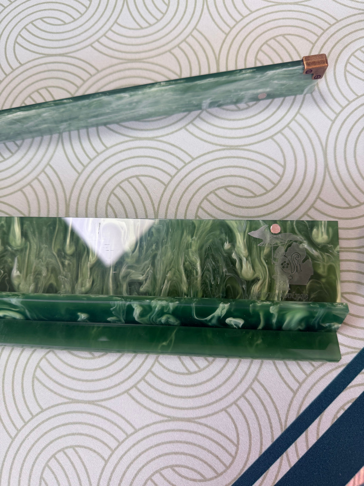 Motown Mahjong Heritage Jade and Brass Acrylic Racks