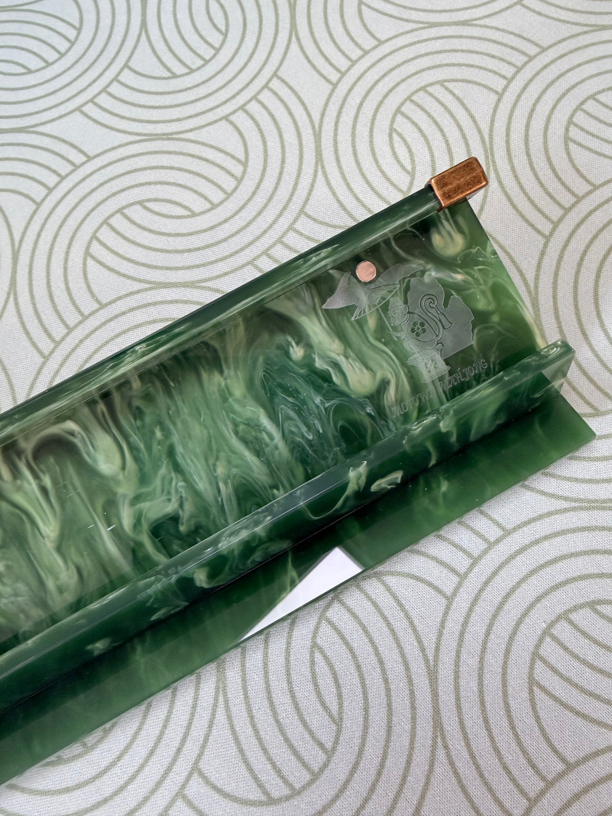 Motown Mahjong Heritage Jade and Brass Acrylic Racks