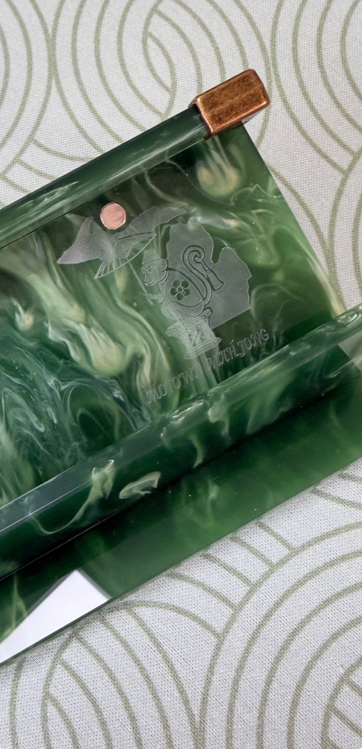 Motown Mahjong Heritage Jade and Brass Acrylic Racks