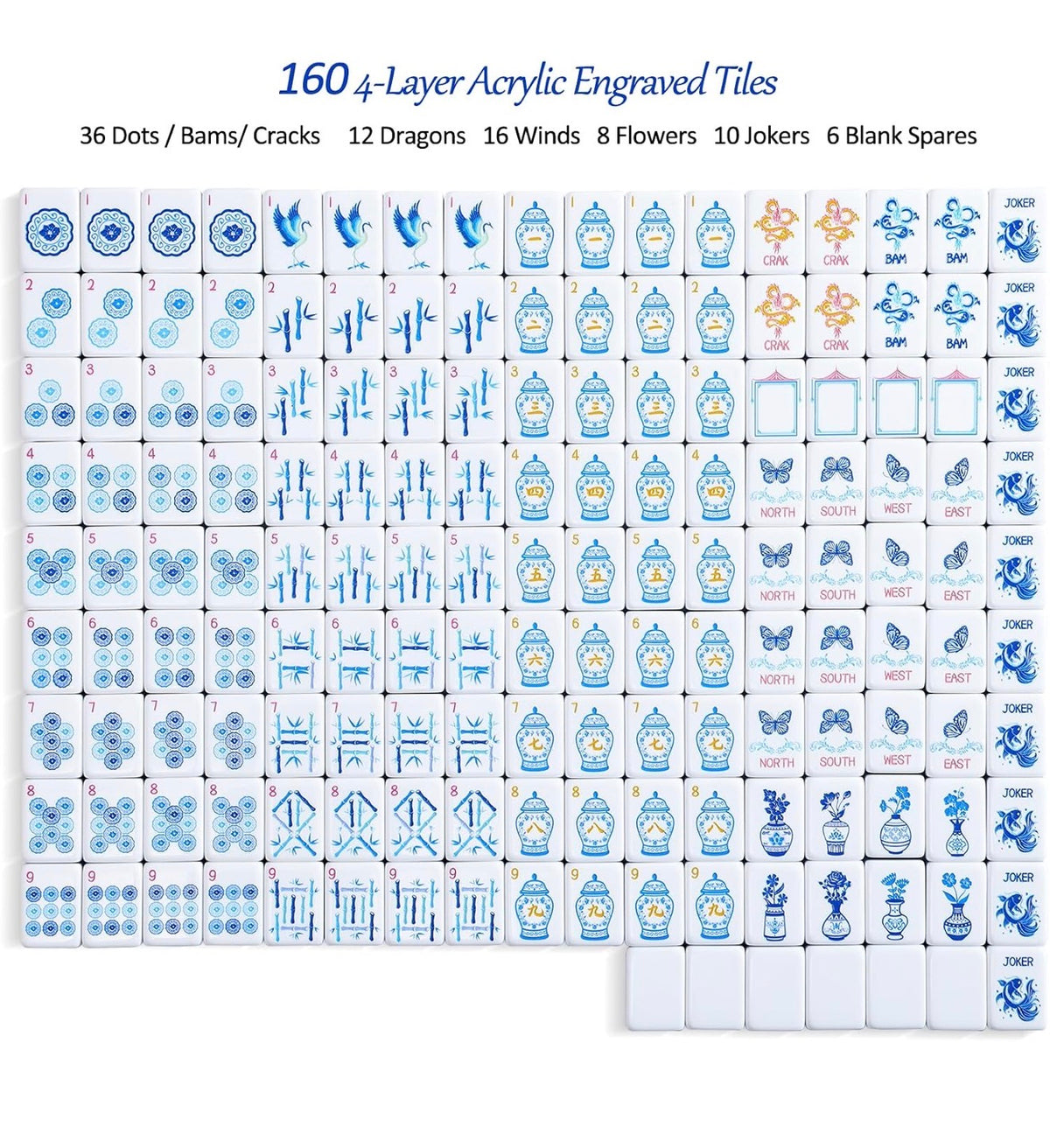 Chinoiserie Mahjong Tile set (4 layers)