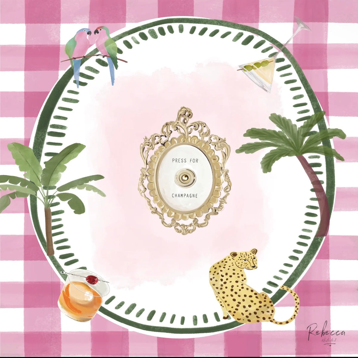 Pink Gingham-Mahjong Mat